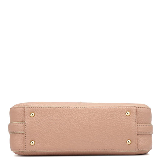 Da Milano Women's Leather Shoulder Bag – Pink | Genuine Leather Handbag with Gold Hardware, Broad Shoulder Strap & Secure Clasp Lock | Elegant Everyday Purse