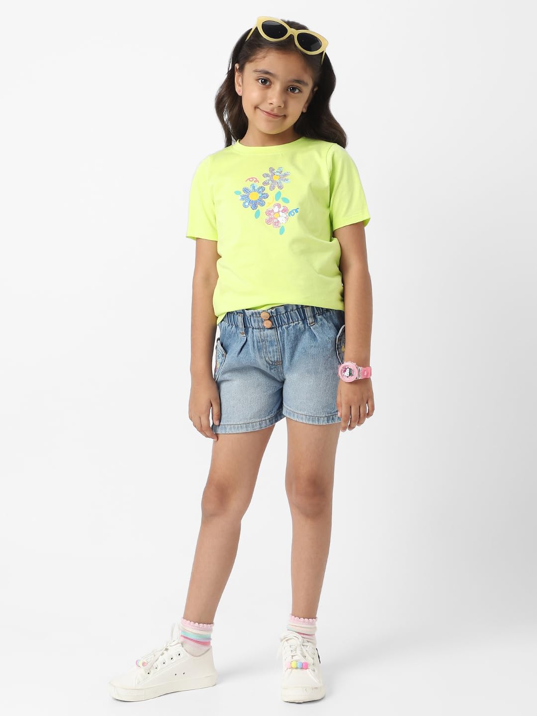 Nautinati Girls Printed Half Sleeve T-Shirt | Age 3-8 Years Lime Green