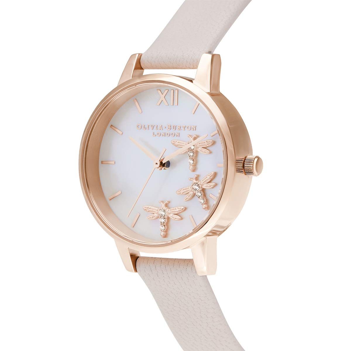 Olivia Burton Analog White Mother of Pearl & Dragonfly & Stone Dial Women's Watch-OB16GB01