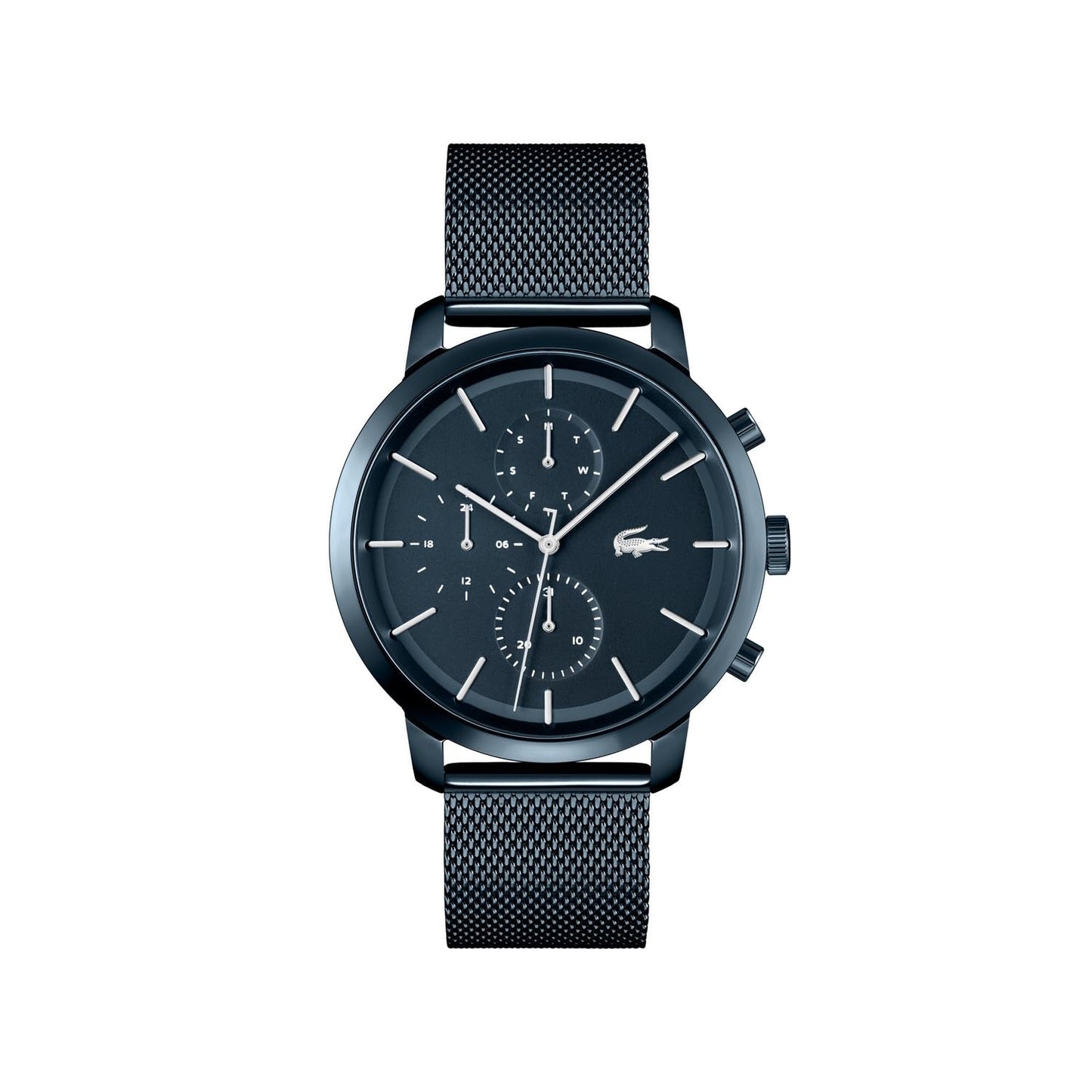 Lacoste Replay Qtz Multifunction Blue Round Dial Men's Watch|Ionic Plated Dark Blue Steel Material|Multi Color Band - 2011196