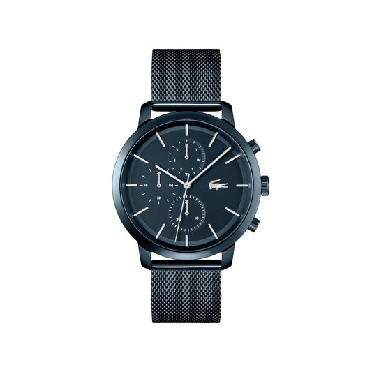 Lacoste Replay Qtz Multifunction Blue Round Dial Men's Watch|Ionic Plated Dark Blue Steel Material|Multi Color Band - 2011196
