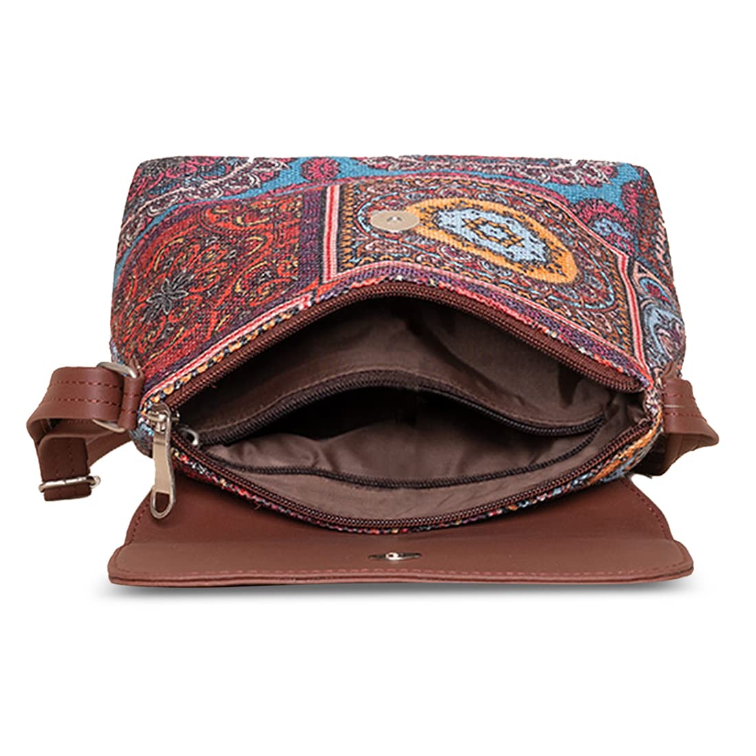 ZOUK Flap Sling Bag | Crossbody Bags for Women | Women's Handbags | Stylish | Vegan Leather Evening Bag | Travel & Office Use | Purse and Wallet | Multicolor Mandala Print