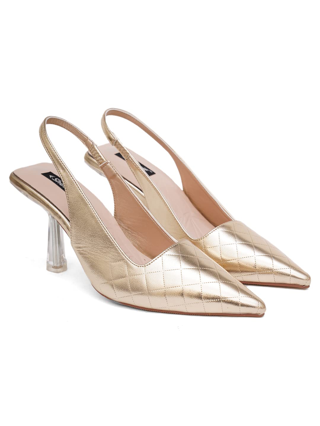SHERRIF Women's Golden Stiletto Sandals (35 EU)