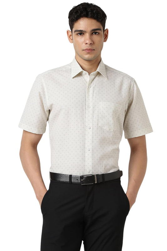 Van Heusen Men's Regular Fit Shirt (VHSHFCUB656276_Beige