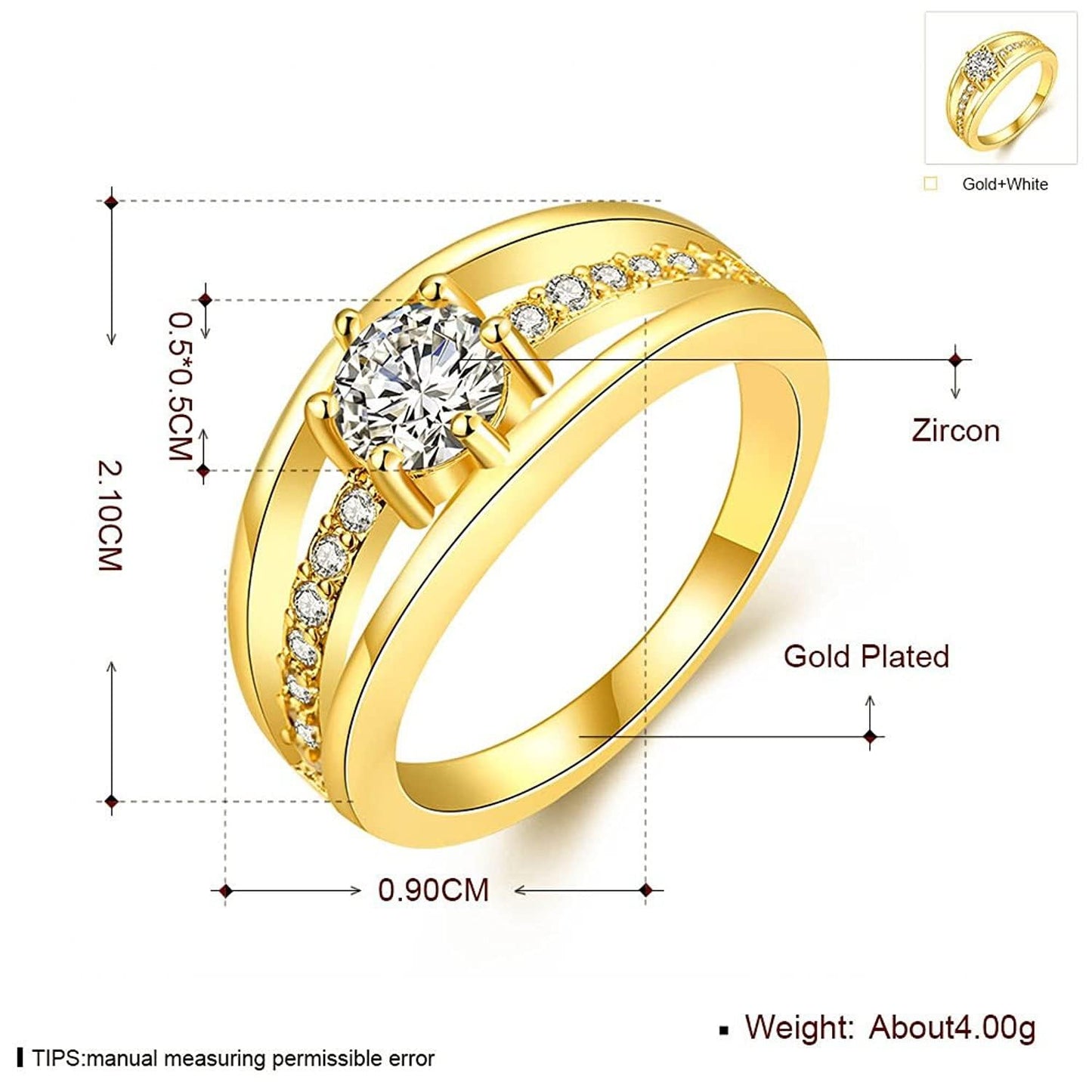 Yellow Chimes Rings for Women and Girls | Gold White Crystal Studded Adjustable Ring | Gold Plated Finger Rings | Birthday Gift for Girls and Women Anniversary Gift for Wife