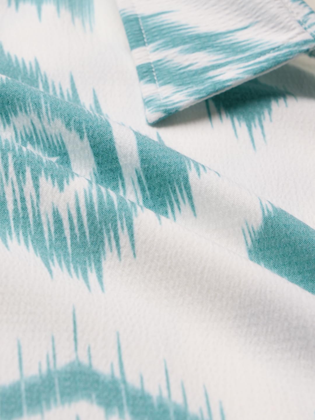 The Souled Store Official Captain America: Indie Pattern Long Sleeve Collared Neck Button Down Regular Fit Cotton Shirts for Mens & Boys- Heroic Style for Every Day White