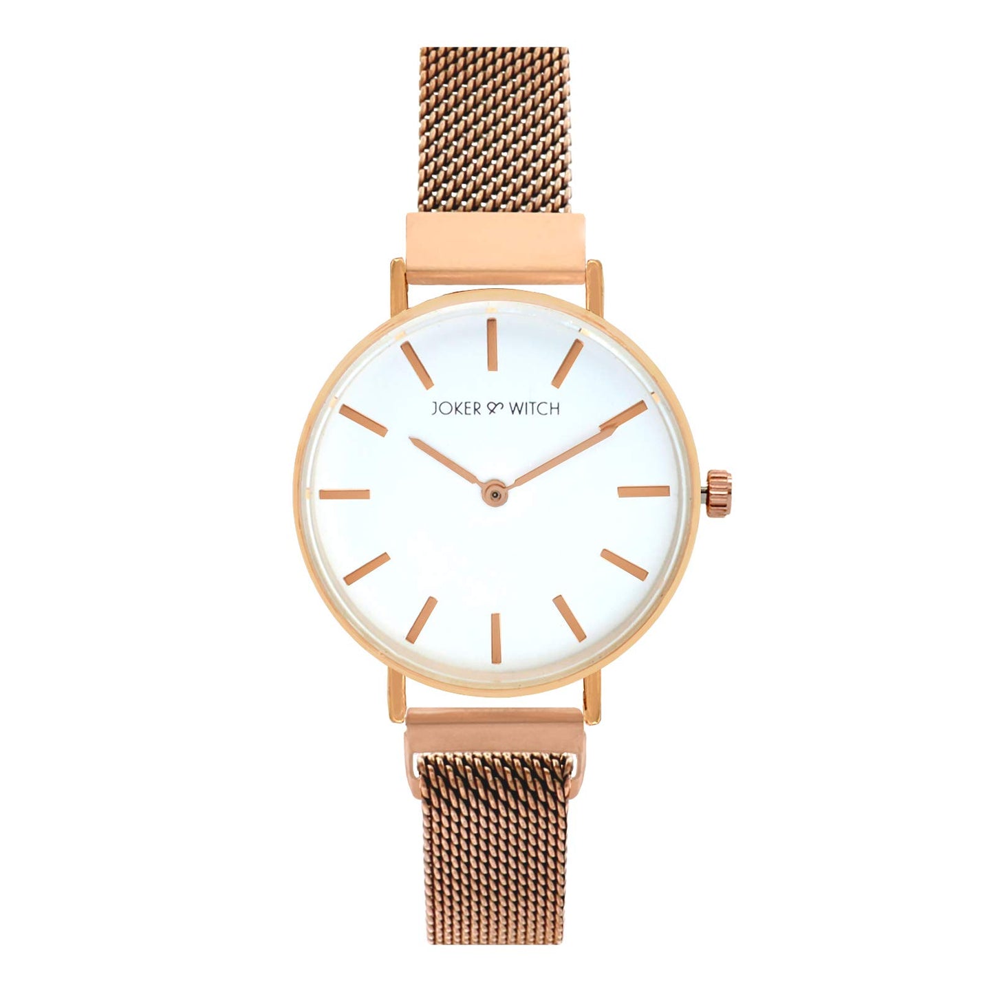 Joker & Witch Natalie White Dial 14mm Rose Gold Stainless Steel Watch for Women