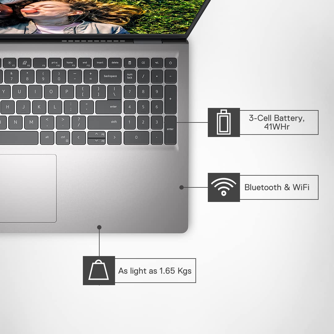 Dell Inspiron 3520 Thin & Light Laptop, Intel Core i5-1235U Processor, 8GB, 512GB SSD, 15.6" (39.62cm) FHD 120Hz 250 nits Display, Windows 11 + MSO'21, Backlit KB, 15 Months McAfee, Silver, 1.65kg