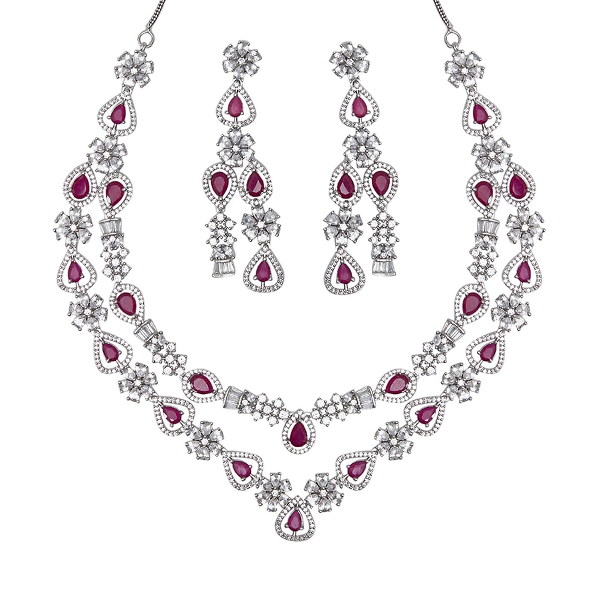 VOYLLA CZ Elegance Layered Necklace Set