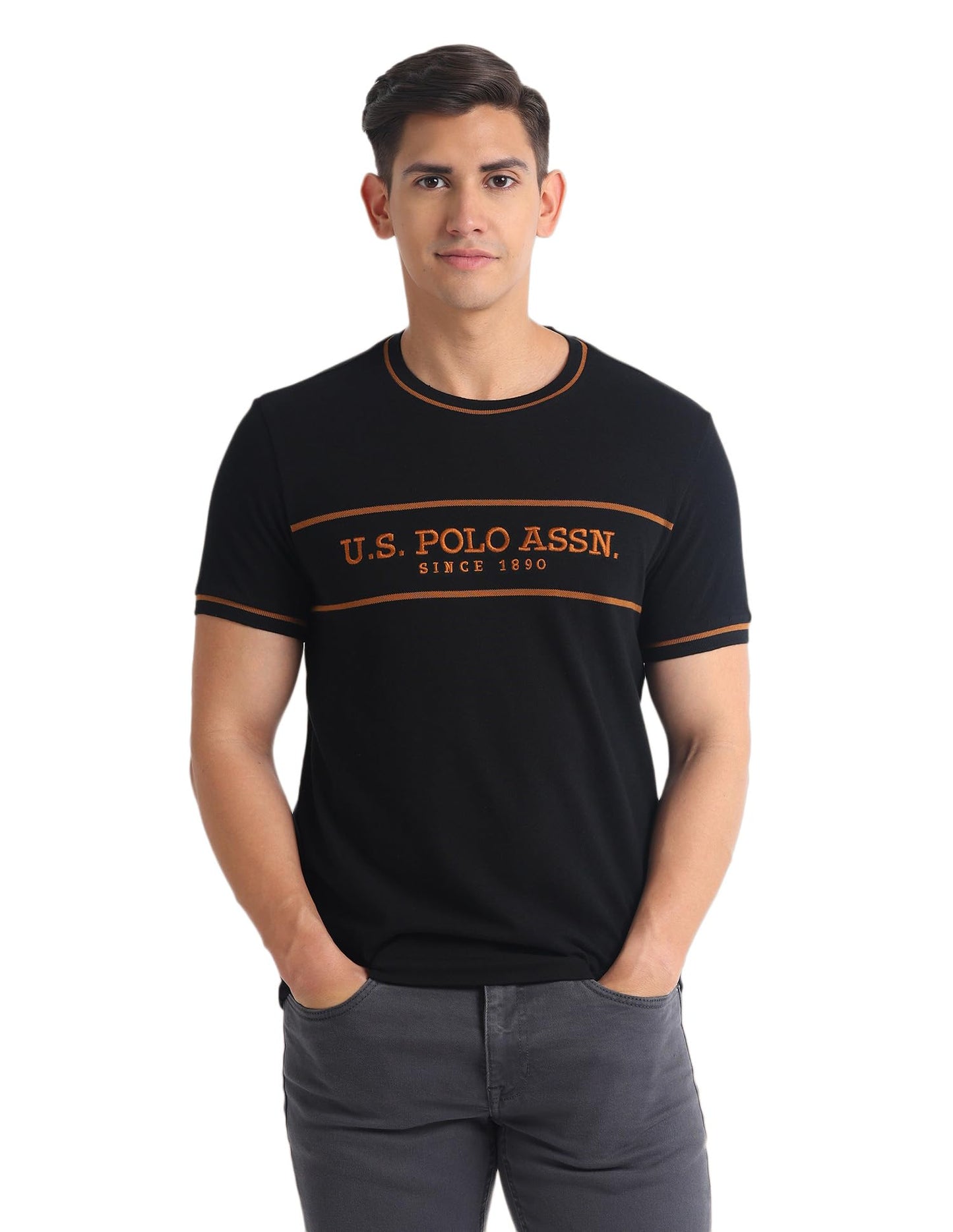 U.S. POLO ASSN. Brand Embroidered Cotton T-Shirt Black