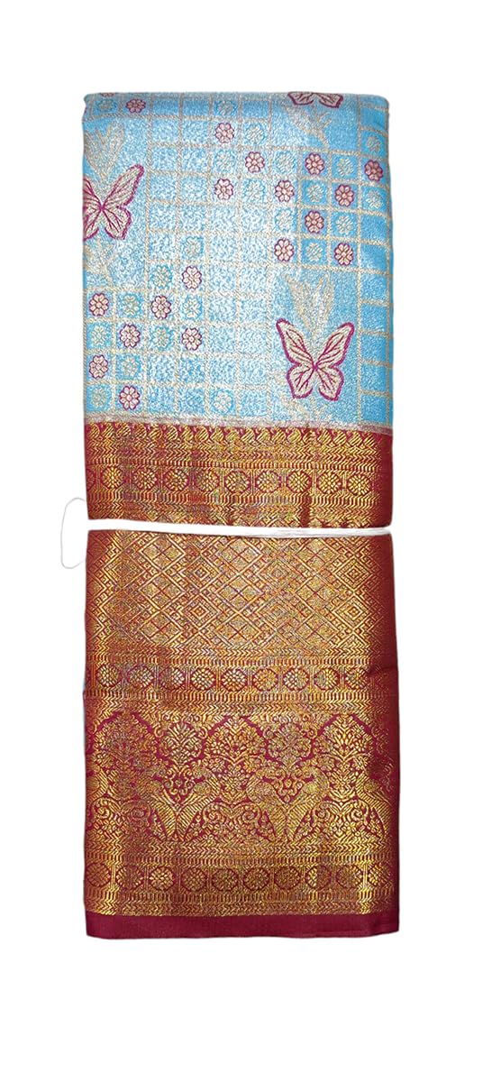 VFCollections Women's Kanchipuram Silk Pure Pattu Sarees With Blouse (VFC638-2)