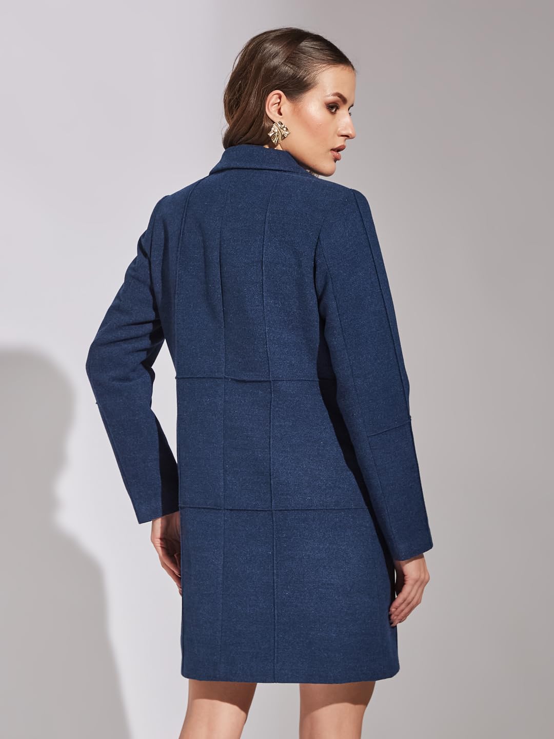 Latin Quarters Women Blue Full Sleeve Casual Solid Coat_M