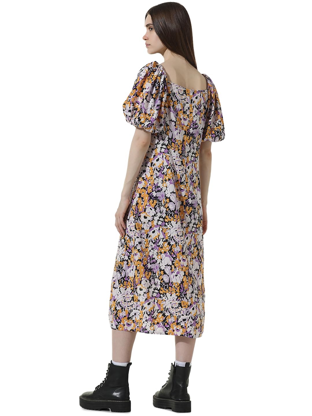 ONLY Women Printed Viscose Lavender Midi Dress