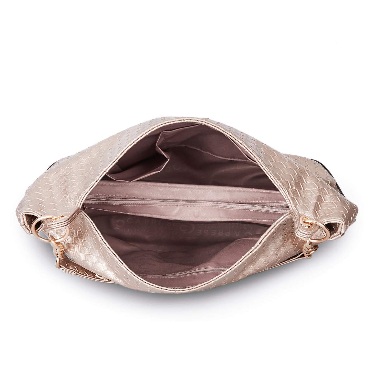 Caprese Nikita Hobo Bag, Medium | Stylish Shoulder Bag for Women with Multiple Compartments & Secure Zip Closure | Premium Metal Logo, Back Pocket | Perfect for Casual & Daily Use (Gold)