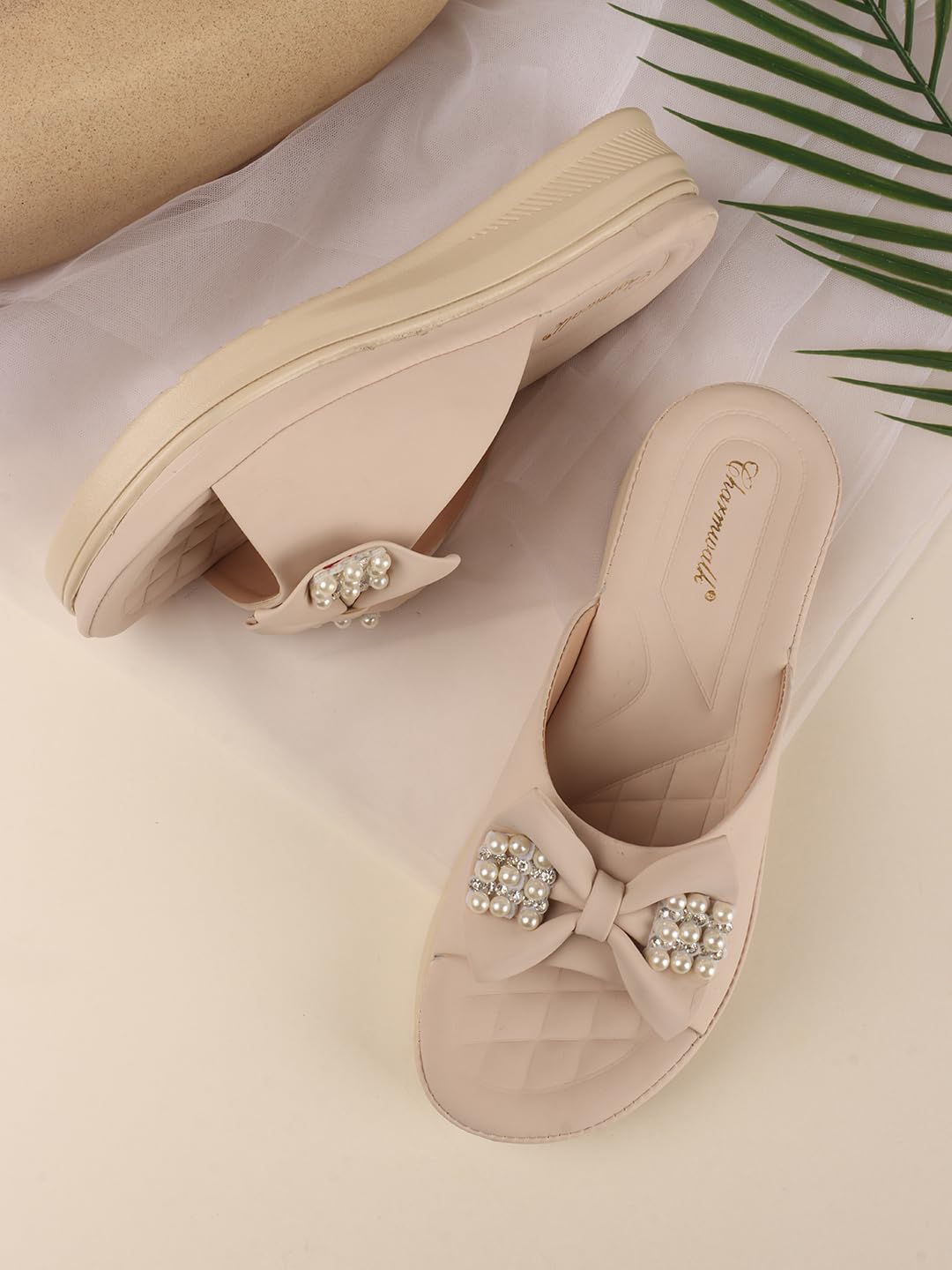 CHARMWALK Stylish Solid platform Heels for Women & Girls (Cream, UK Footwear Size System, Adult, Women, Numeric, Medium, 5)