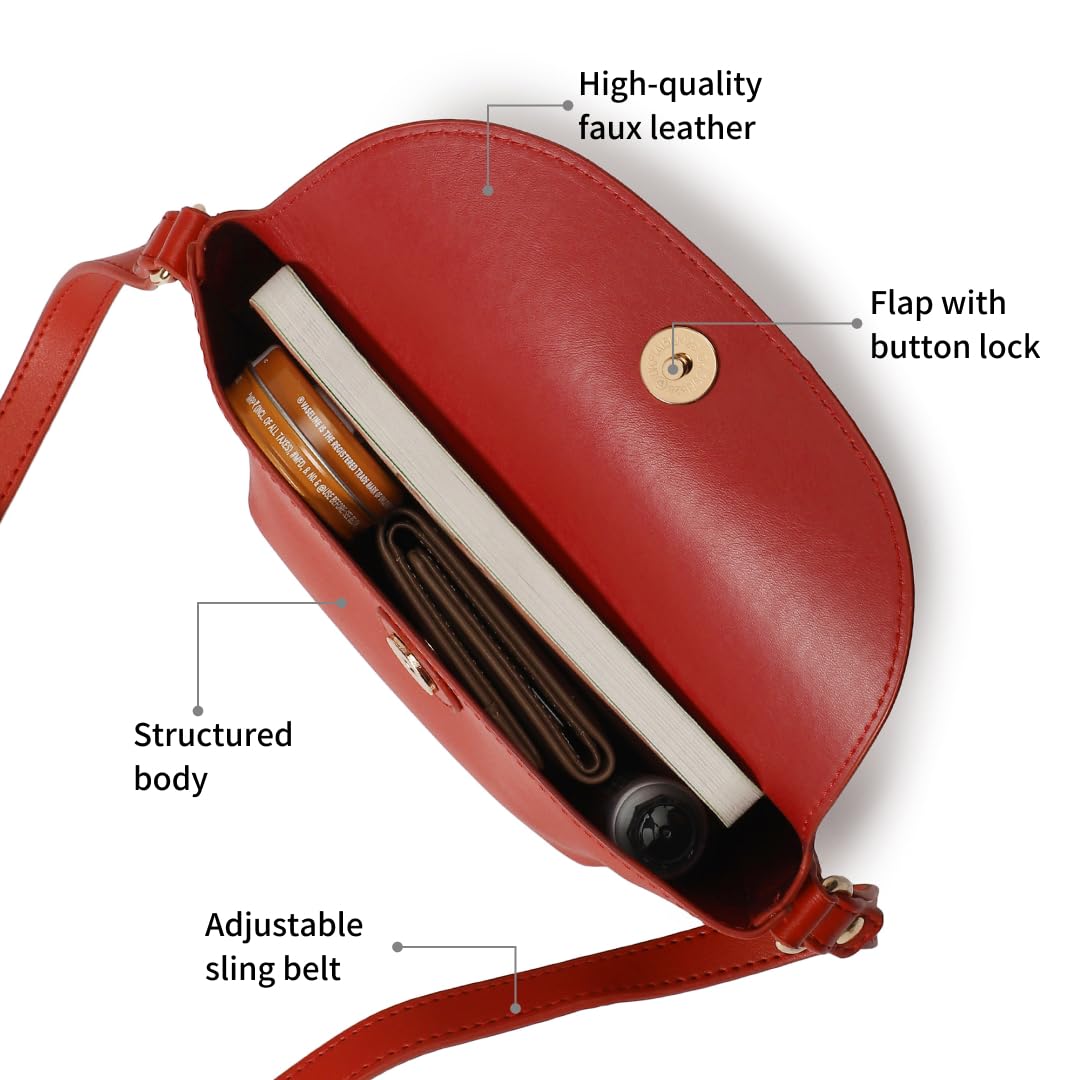 Fastrack Catch Me If You Can Sling Bag for Women | Small Size with Flap and Button Lock, Adjustable Strap | Stylish, Functional Sling Bag for On-the-Go