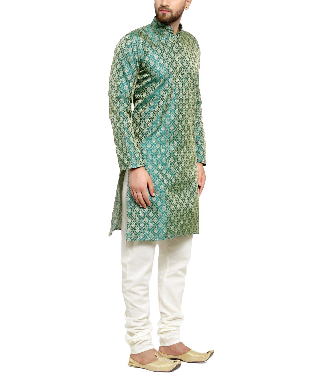 Jompers Men's Kurta Pyjama Set (Green, Large)