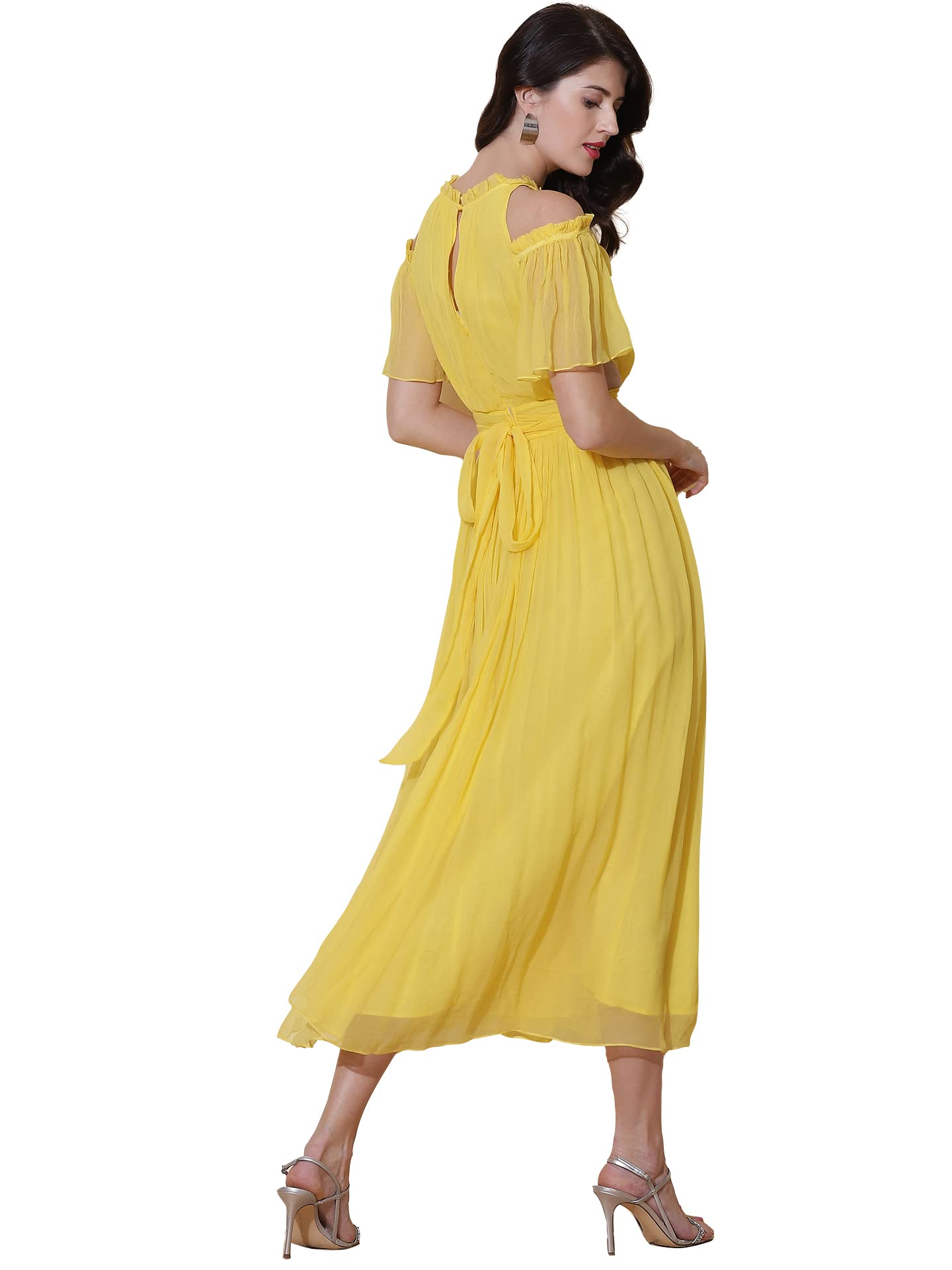 Label RITU KUMAR Yellow Cold-Shoulder Maxi Dress