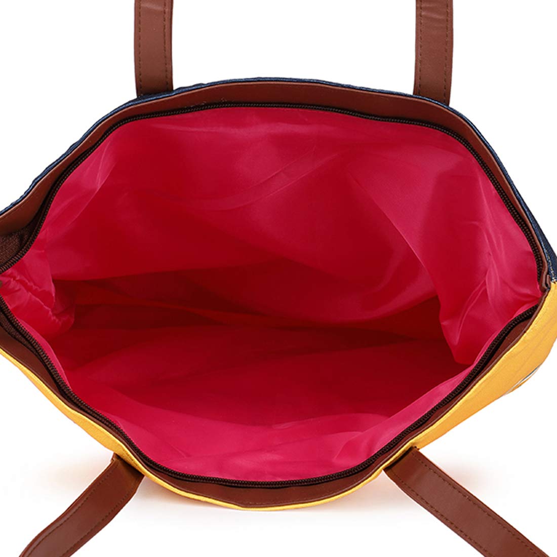 Chumbak Feathered Mates Tote Bag – Canvas Shoulder Bag for Women, Colorful Bird Print, Zipper Closure, Ideal for College, Travel, Office