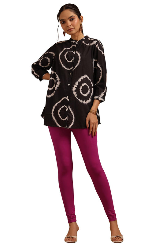 Soch Womens Magenta Cotton Blend Solid Leggings