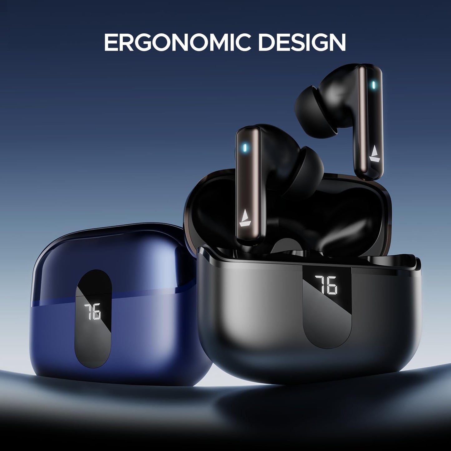 boAt Airdopes 121 Pro Plus, 100HRS Battery, 4Mics ENx, 50ms Low Latency, Fast Charge, LED Display, IPX5, v5.3 Bluetooth in Ear Earbuds, TWS Ear Buds Wireless Earphones with mic (Blue)