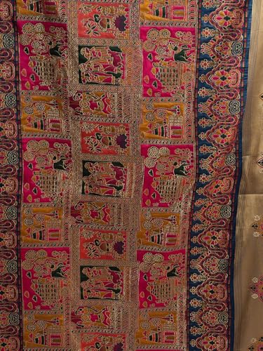 Satrani Women's Silk Kashmiri Minakari Weaving Saree with Unstitched Blouse Piece (4314S605N_Rama Blue)