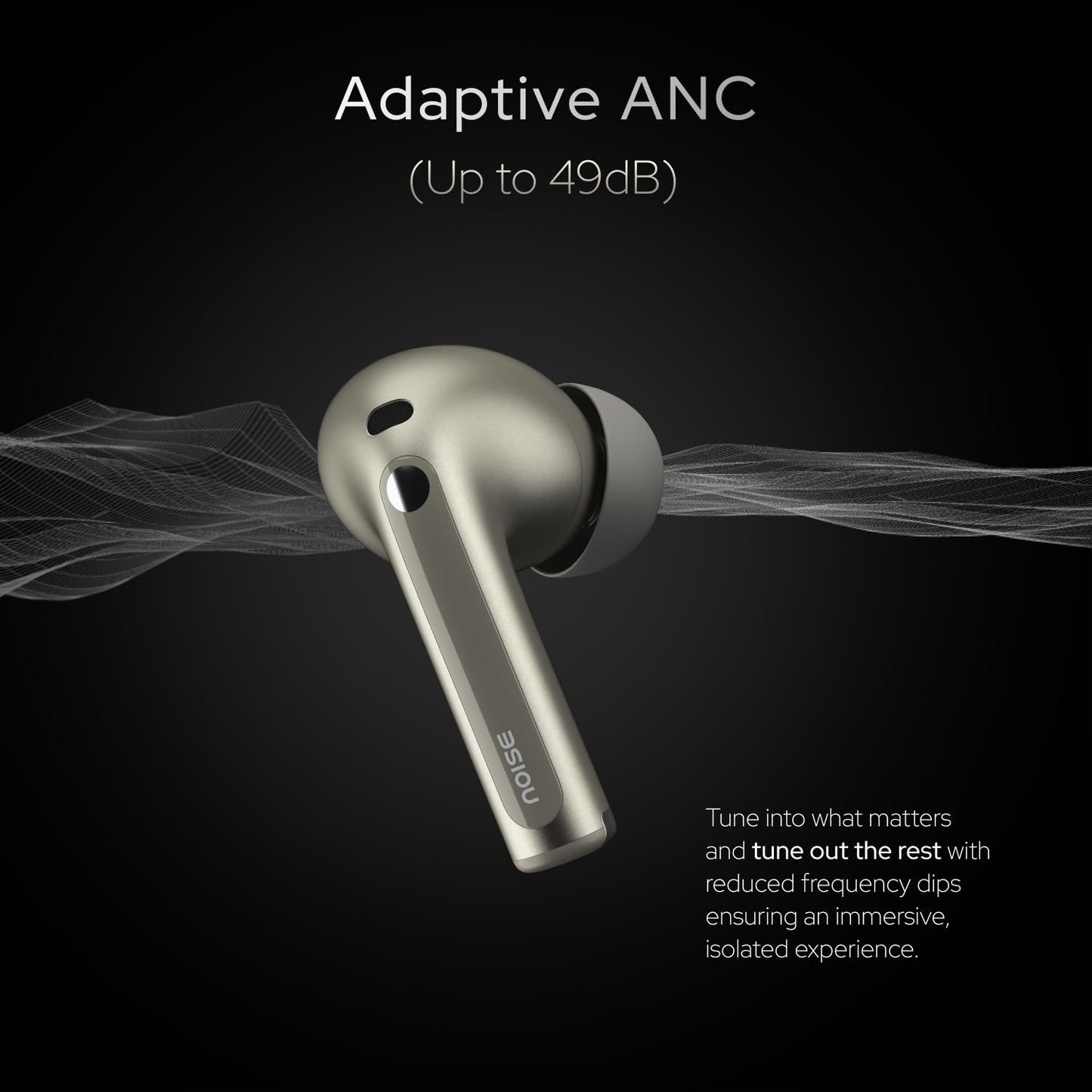 Noise Master Buds, Sound by Bose in-Ear Bluetooth Earbuds, Up to 49dB Adaptive ANC, LHDC 5.0, Immersive Spatial Audio, 44H Playtime with 6 mic ENC, Dual Pairing, IPX5 Ear Buds TWS (Titanium)