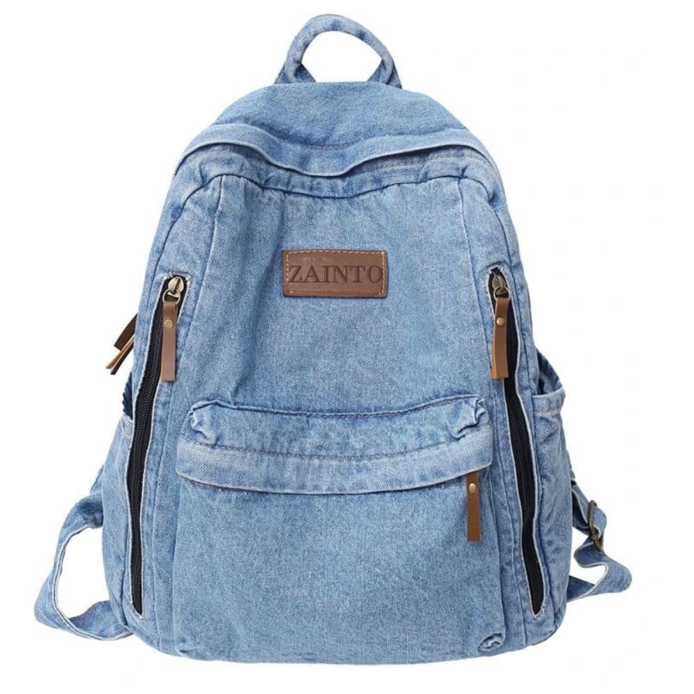 ZAINTO® Denim Backpack for Women | Vintage Light Blue Daypack | Eco-Friendly Premium Denim, Lightweight & Durable | Stylish College & Office Backpack with Multi Pockets for Daily Use (Lightblue)