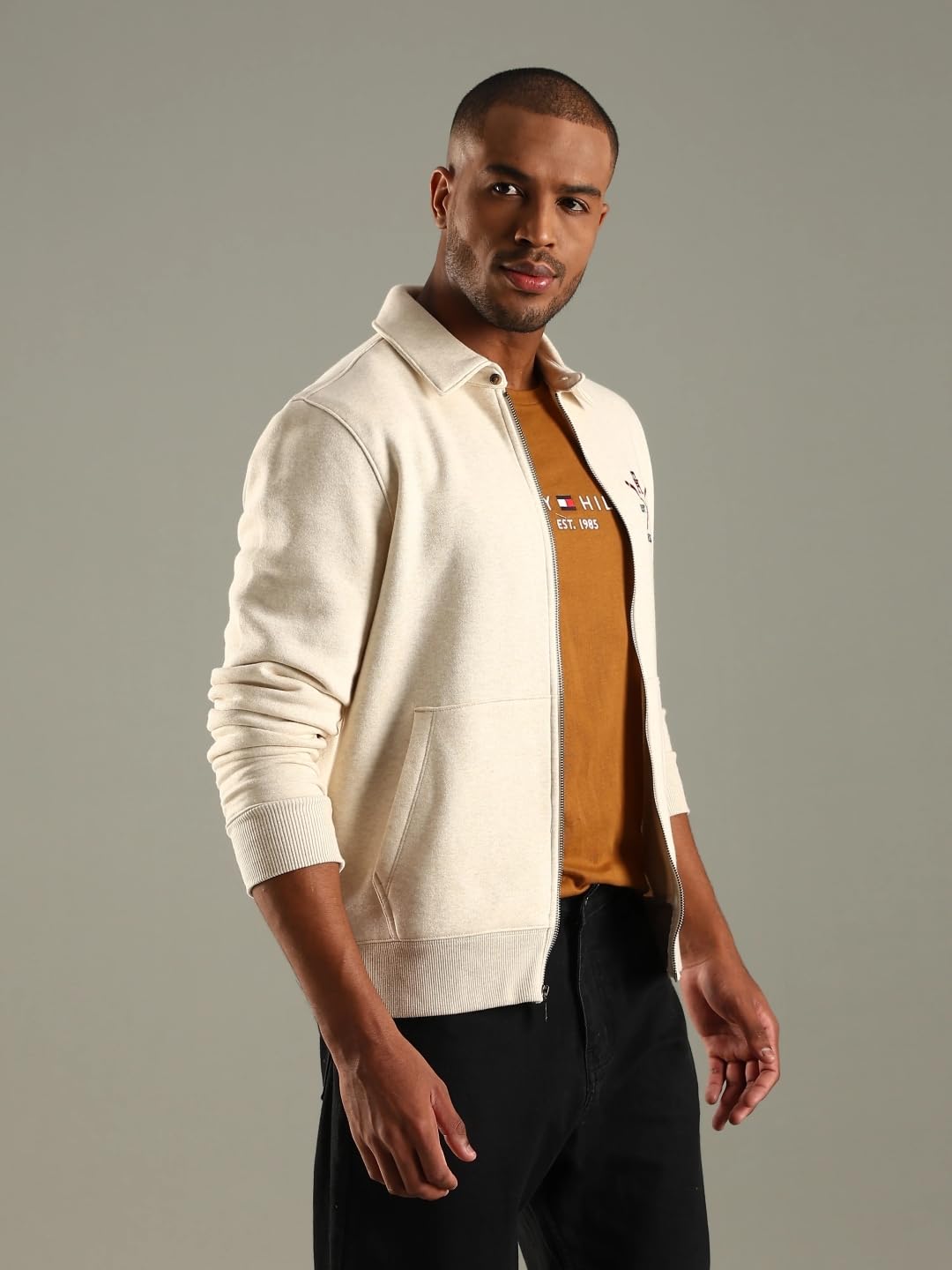 Embroidered Logo Regular Fit Cotton Jacket