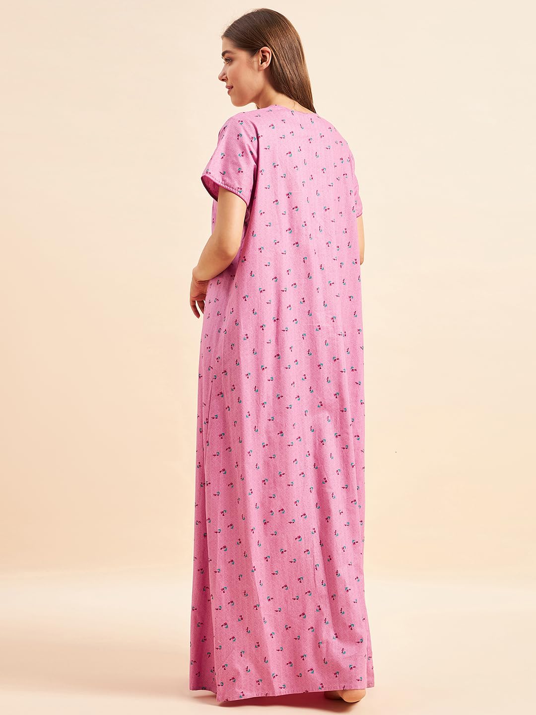 Sweet Dreams Women's Cotton Maxi Classic Nightgown (OCW-2989_Rose_L)