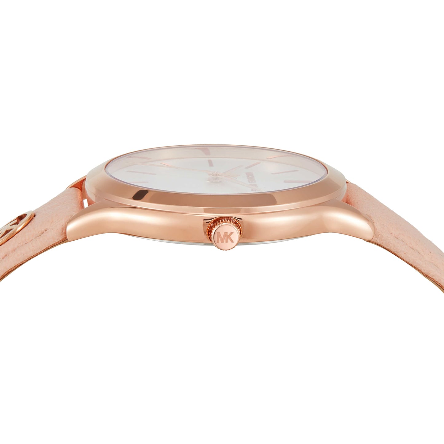 Michael Kors Leather Analog White Dial Women's Watch-Mk7467, Band Color:Rose Gold