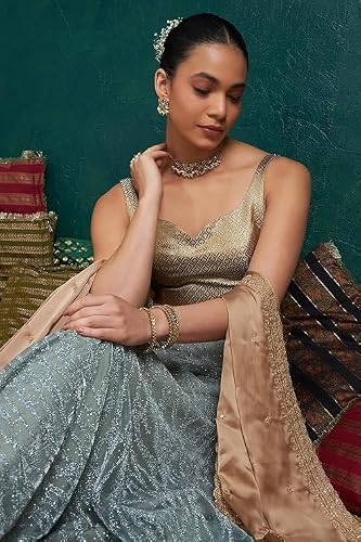 Soch Women Gold Tussar Zari Woven Blouse