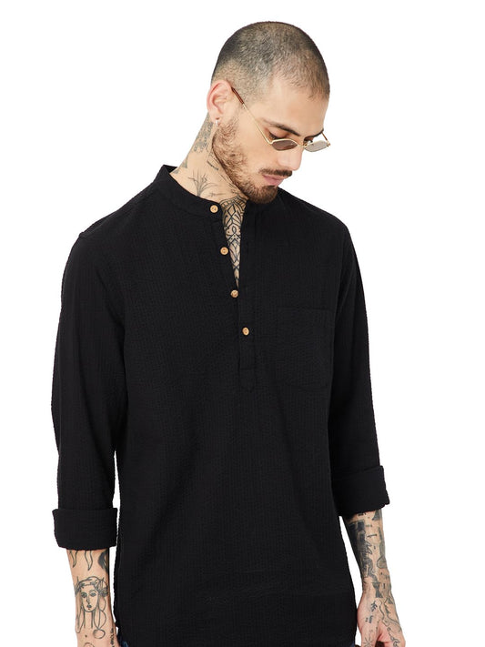 Max Men's Cotton Regular Kurta (FUBSTSP2502SD_Black