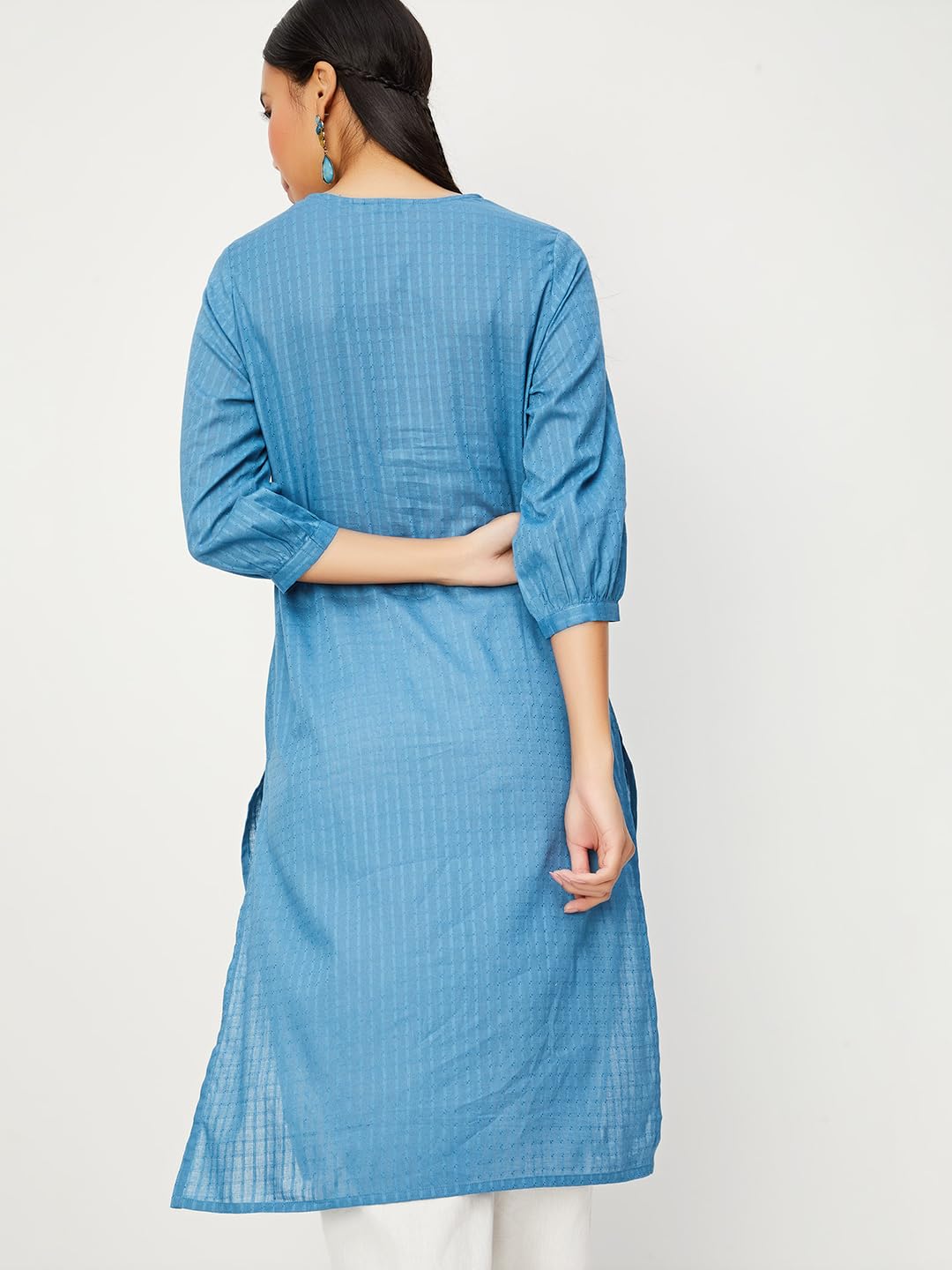 Max Women's Cotton Blend Straight Fit Shirt Kurta(FKKP41108INDIGO_Indigo, Large