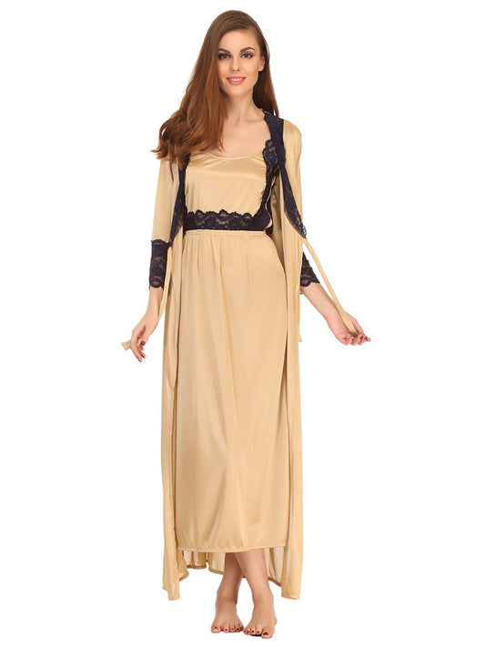 Clovia Women's Satin Solid Nightwear Set Pack of 7 (NS0563P24_O_Beige_Free Size_Brown_Free Size)