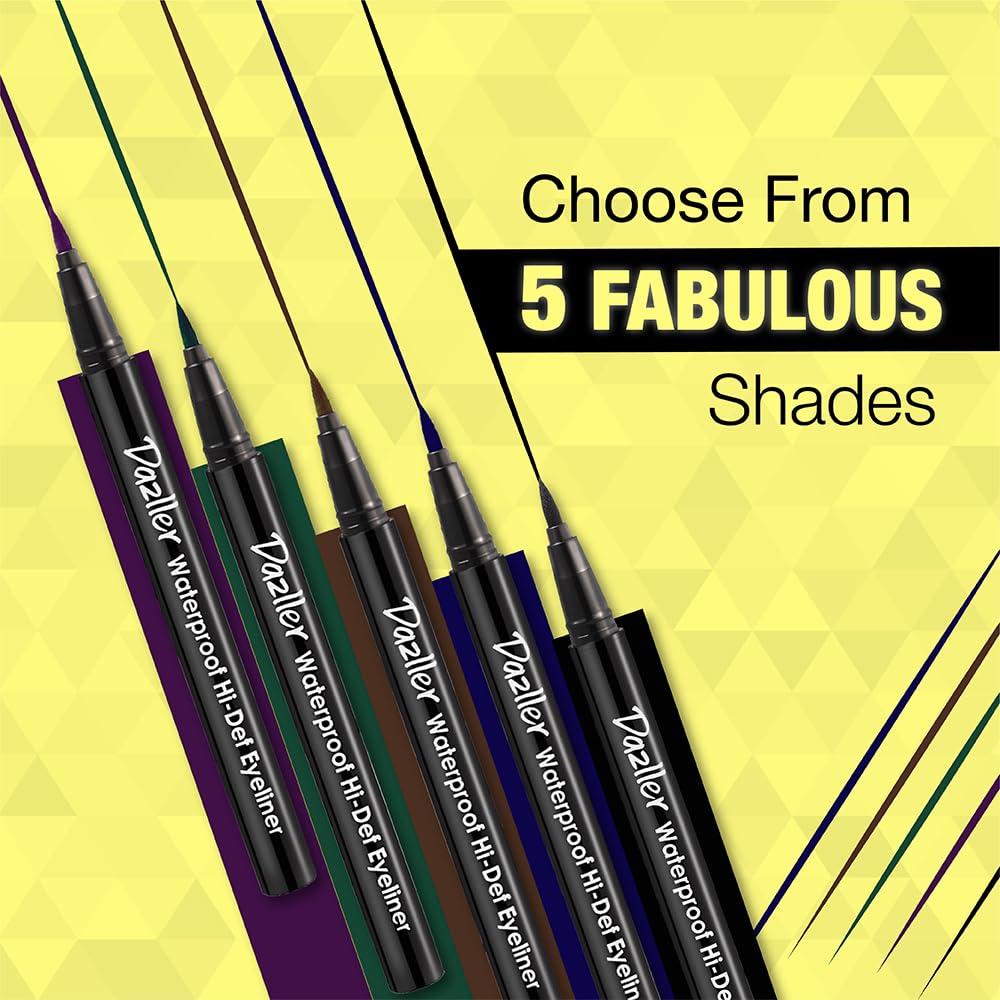 Dazller Hi-Def Eyeliner duo|Velvet Matte|Water-Resistant|Smudge-Proof|Long Stay|Single Stroke|Precise Application|Black+Blue|2.2g, gel