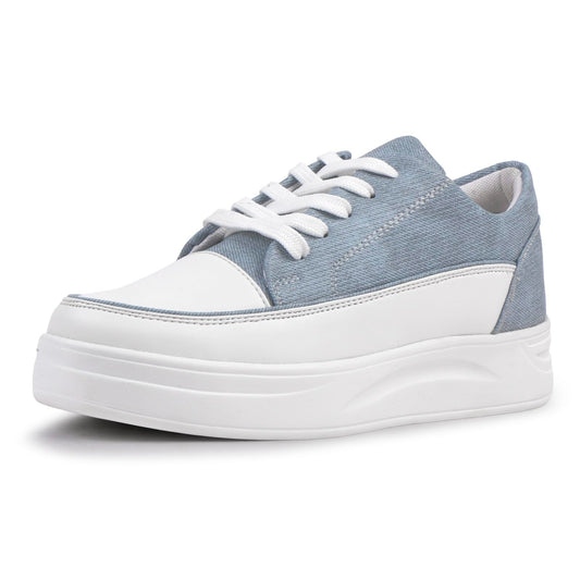 Vendoz Women Casual Denim Blue Sneakers I Cushioned Insole I All Day Comfortable I Lightweight and Stylish Shoes for Girls CNV7018BLU-40