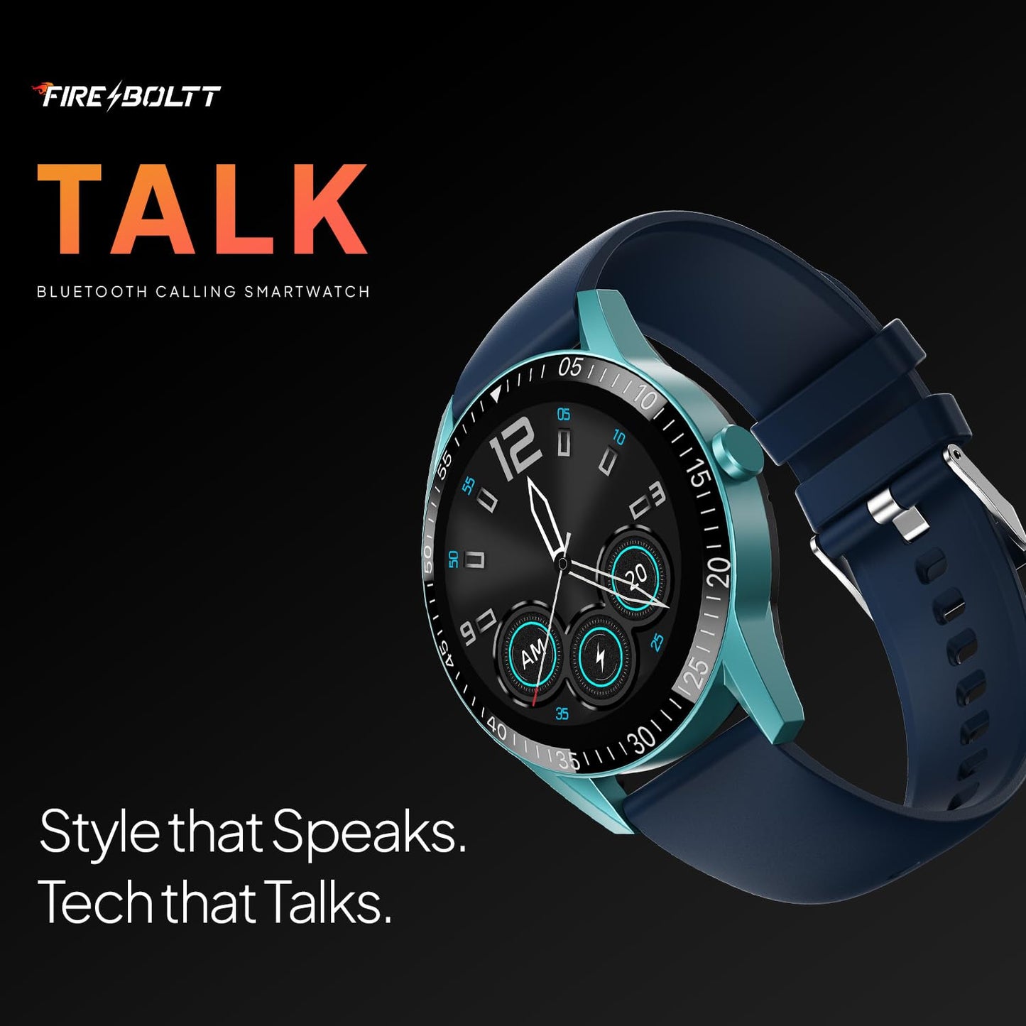 Fire-Boltt Talk Bluetooth Calling Smartwatch, 1.39" TFT Display with Dual Button, Hands On Voice Assistance, 120 Sports Modes, in Built Mic & Speaker (Talk, Blue)