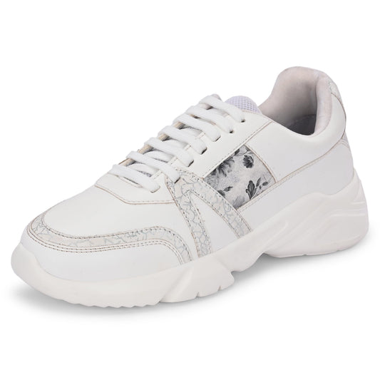 Centrino Women Casual Sneaker | Ultra Soft Cushion | Trendy & Lightweight Design | Low Top Flat Sole | Colorblock Sneakers | White Sneakers Girl Shoes 7621-5