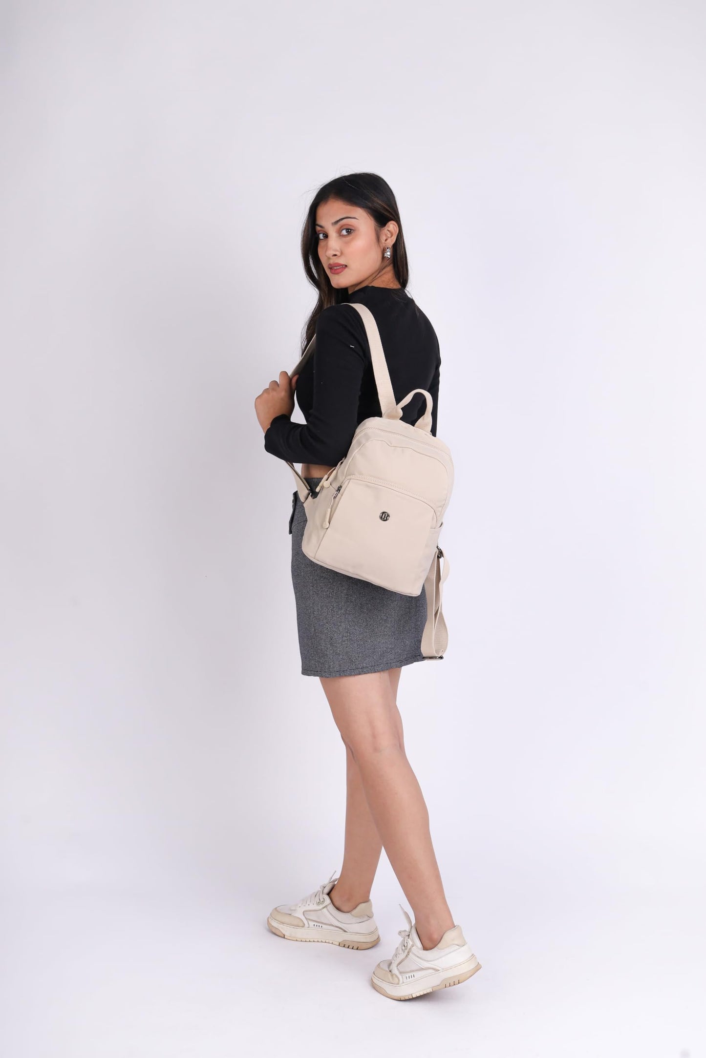 12o12 Women Travel Backpack, Multiple Pockets, Smart Organization, Lightweight Casual Daypack | Fashion Shoulder Sling Handbag Stylish for Travel, Work, Office, Picnic, Shopping College (Beige)