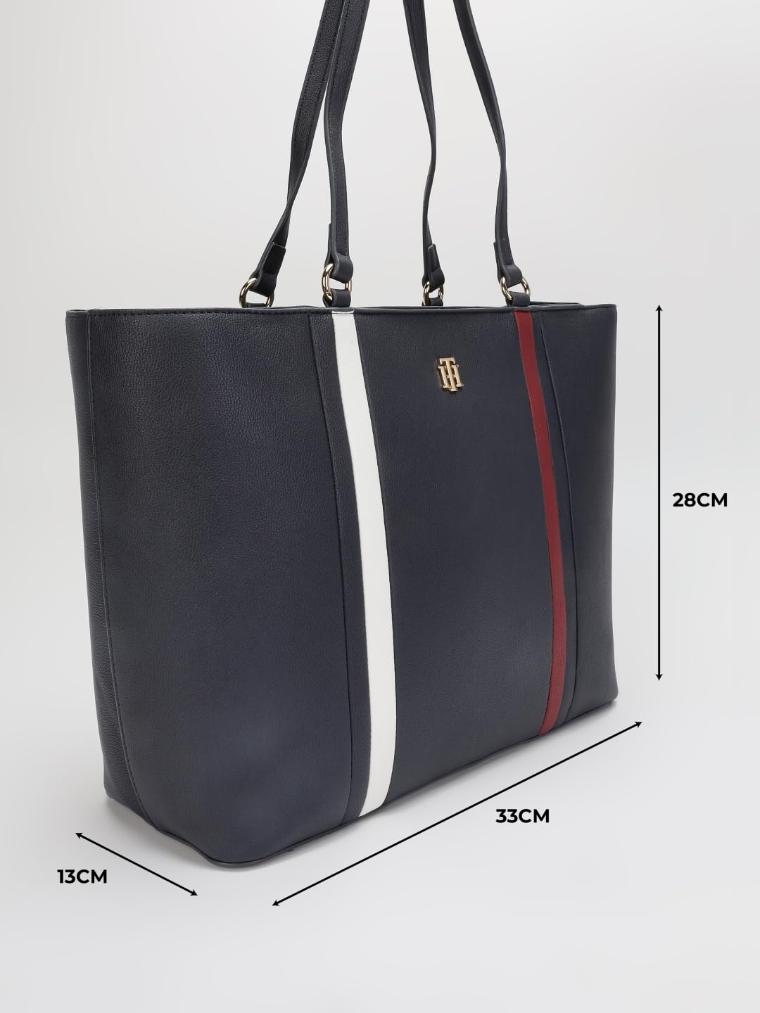 Tommy Hilfiger Striped Navy Pu Tote Bag