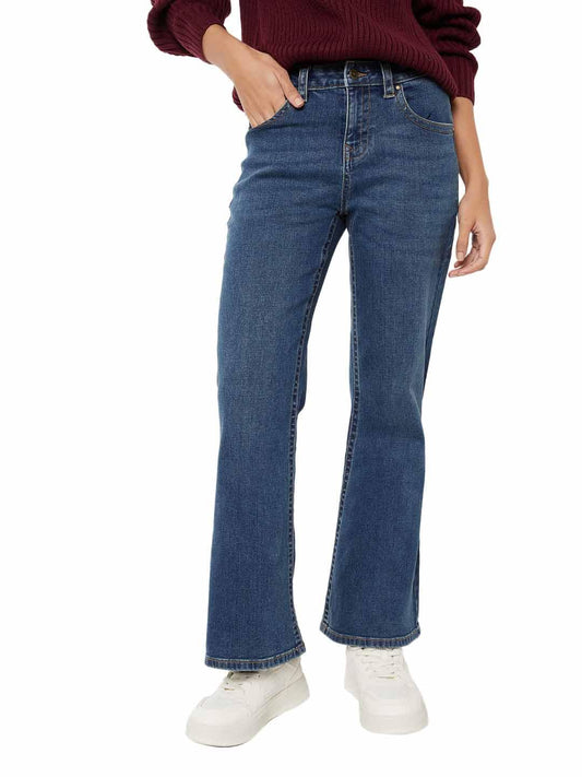 Max Women Washed High Rise Flare Jeans (Blue_28)