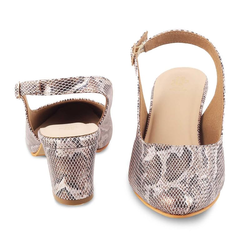 tresmode Snump Gold Women's Dress Block Heel Pump Sandals in Size 5 UK / 38 EU