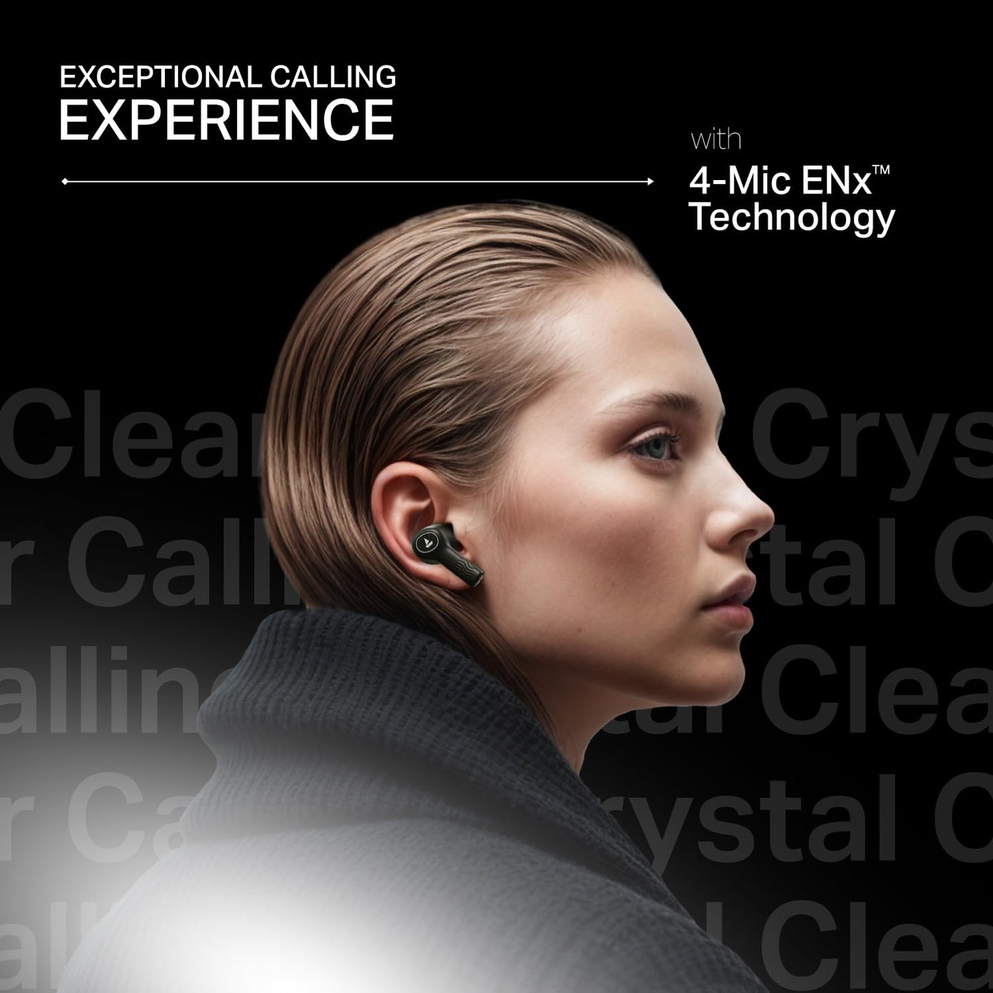 boAt New Launch Nirvana Crystl, Transparent Case,Spatial Audio, ANC(~32dB), 100Hrs Battery,4Mics ENx, Dual Pair,App Support, Bluetooth Earbuds, TWS Ear Buds Wireless Earphones with mic (Quantum Black)