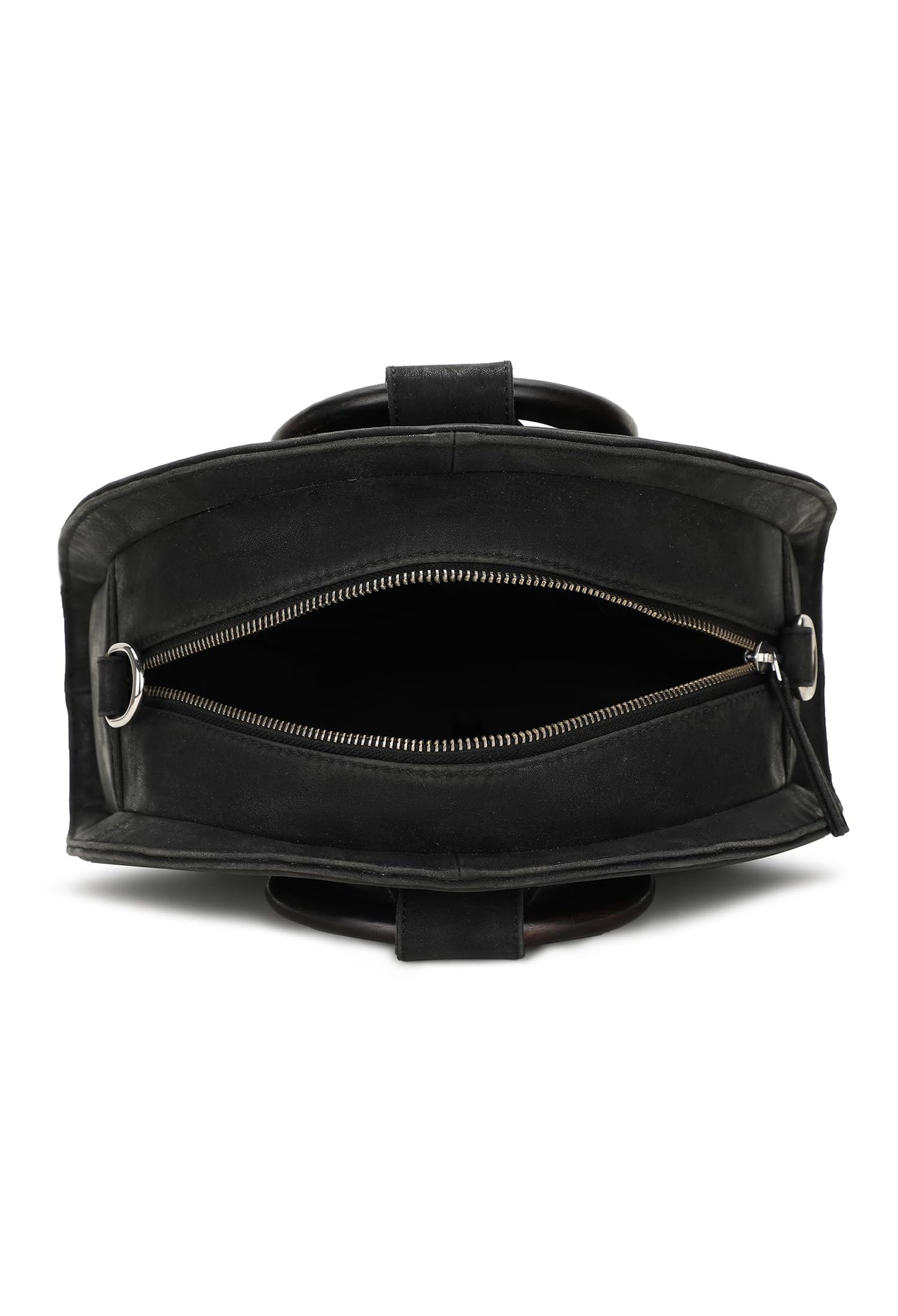RASHKI CENDRES - Womens Vegan Leather Handbag | Round Wooden Handle| Detachable and adjustable Shoulder Strap | Party Bag| Zipper closure (Black)