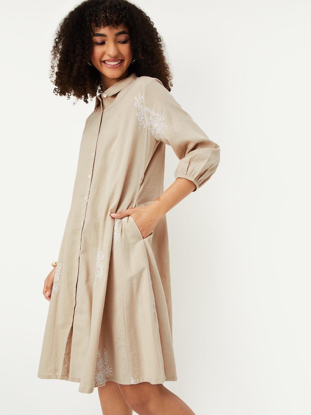 Max Women's Cotton A-Line Below The Knee Dress