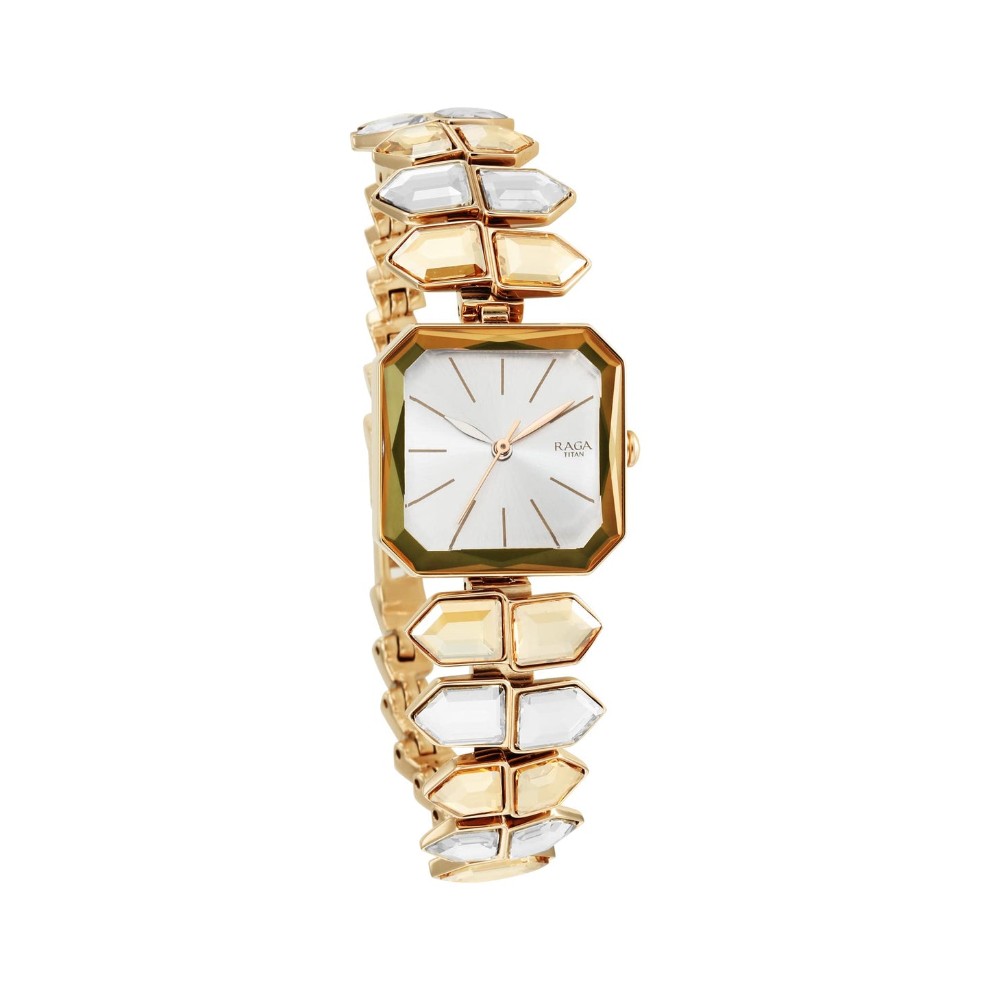 Titan Raga Love All Quartz Analog Silver Dial Rose Gold Metal Strap Watch for Women - NT95152WM01