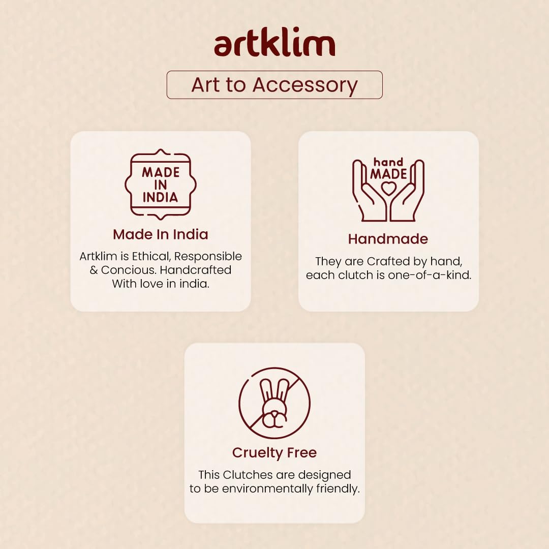 Artklim Women’s Birds Floral Printed Clutch Bag | Stylish Ethnic Ladies Evening Handbag for Party, Casual Outings and Bridal Use | Box Style Clutch Purse with Detachable Metal Chain Strap (Cream)
