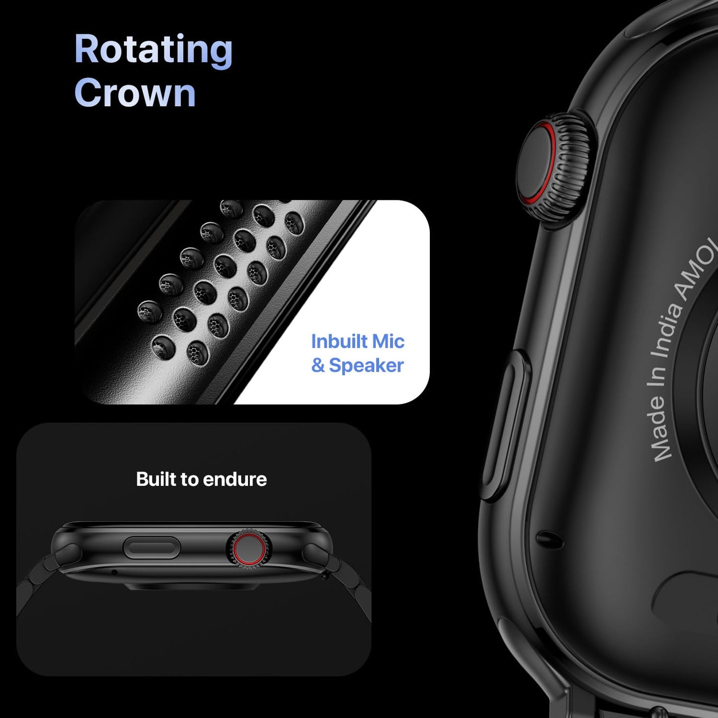 Fire-Boltt Brillia Pro Smart Watch with 51.3mm (2.02 inch) AMOLED Display, Bluetooth Calling, SpO2, Heart Rate Monitoring, 120+ Sports Modes, IP67 Waterproof, Long Battery Life (Black Chain)