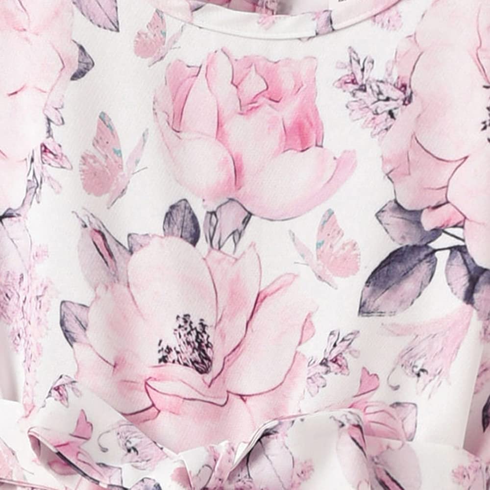 Hopscotch Girls Polyester And Spandex Floral Print Casual Dress in Pink Color For Ages 11-12 Years (GOE-4164033)